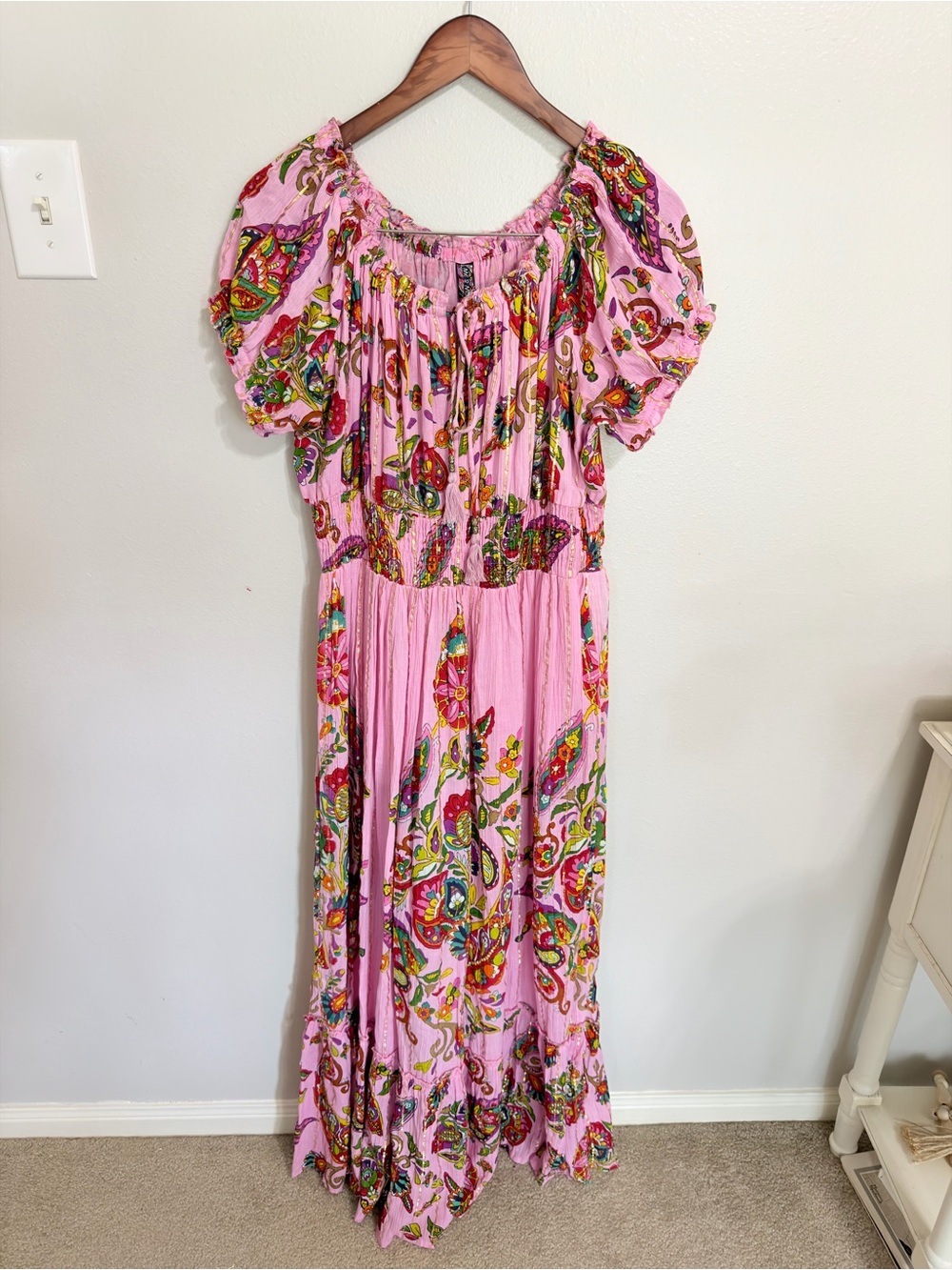 Me 2 Magic Pink Floral Boho Maxi Dress